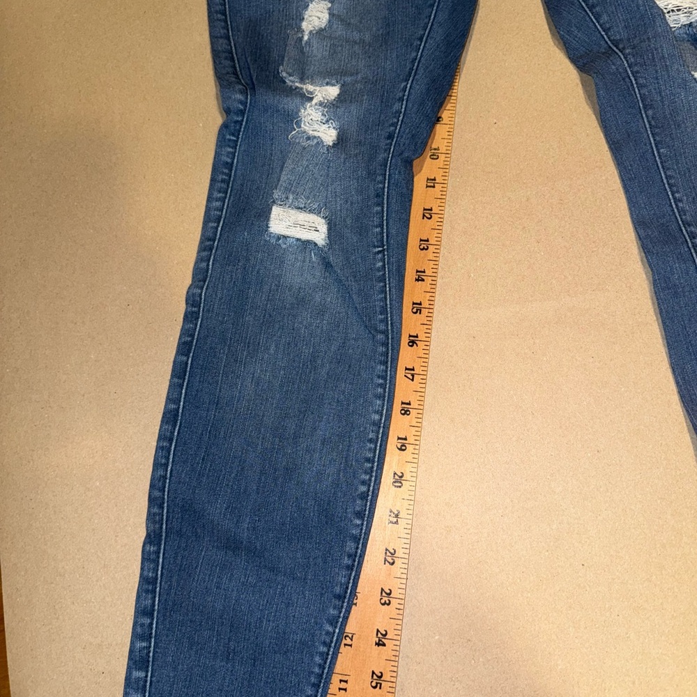 Torrid Bombshell Skinny Premium Stretch Blue Denim Distressed Jeans 16r - Picture 2 of 6